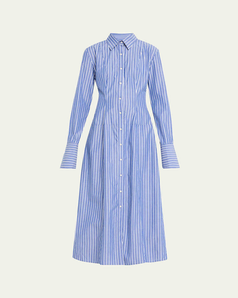 Sammy Striped Collared Midi Shirtdress
